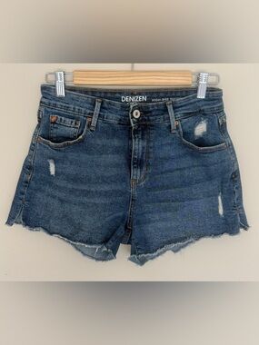 Denizen from Levi's Distressed Mid-Blue High-Rise Denim Shorts